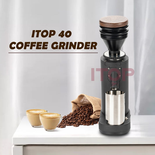 ITOP Electric Coffee Grinder 40MM Titanium Burr | Metal Bean Hopper 75g | Elegant Small Coffee Grinder Machine